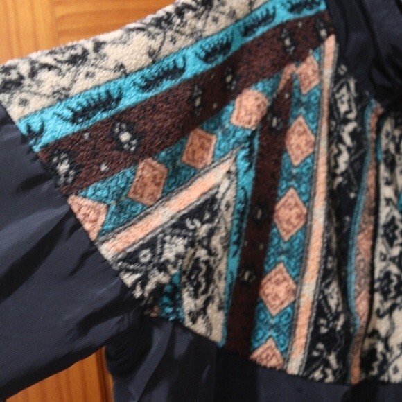 Unbranded Fleece Windbreaker Jacket 2XL Full Zip Peach Blue Southwestern Print - Picture 6 of 12